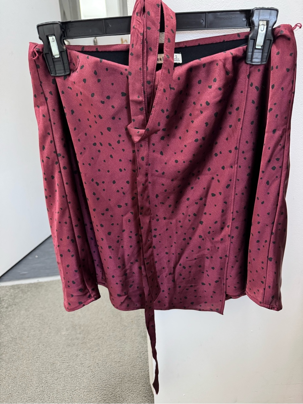 Abercrombie & Fitch Burgundy Mini Skirt with Black Dot Print